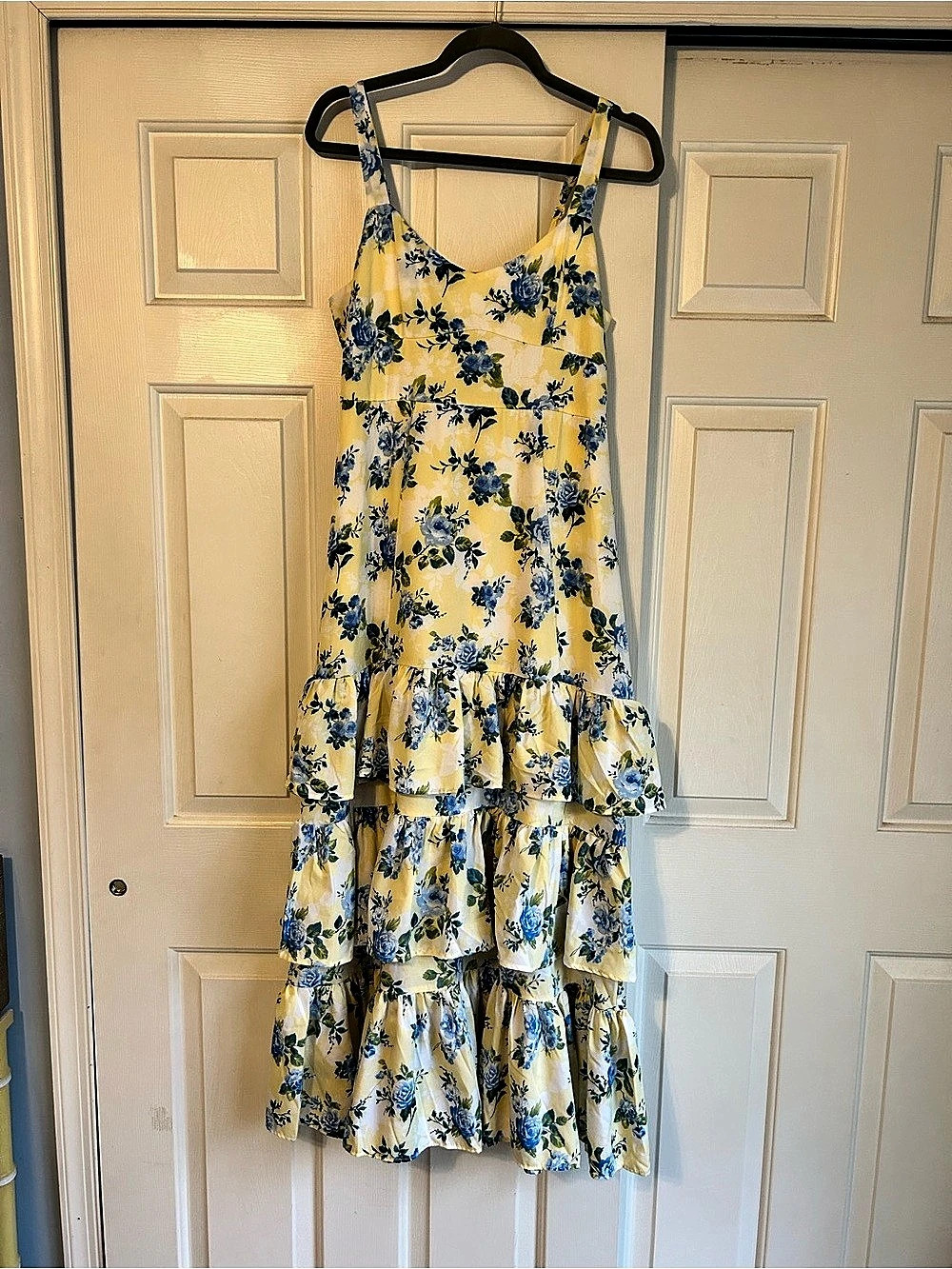 Blu pepper Floral Tiered Maxi Dress in Yellow & Blue
